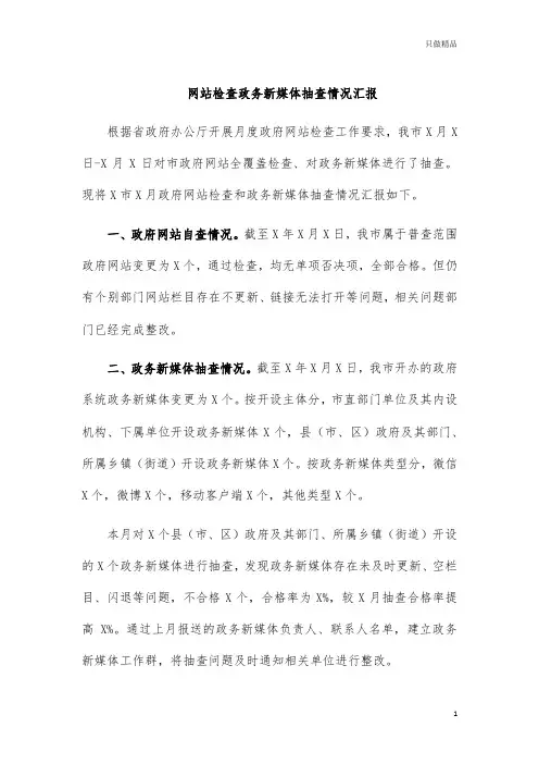 网站检查政务新媒体抽查情况汇报