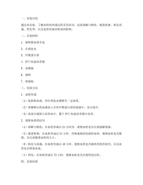 血栓的结局实验报告