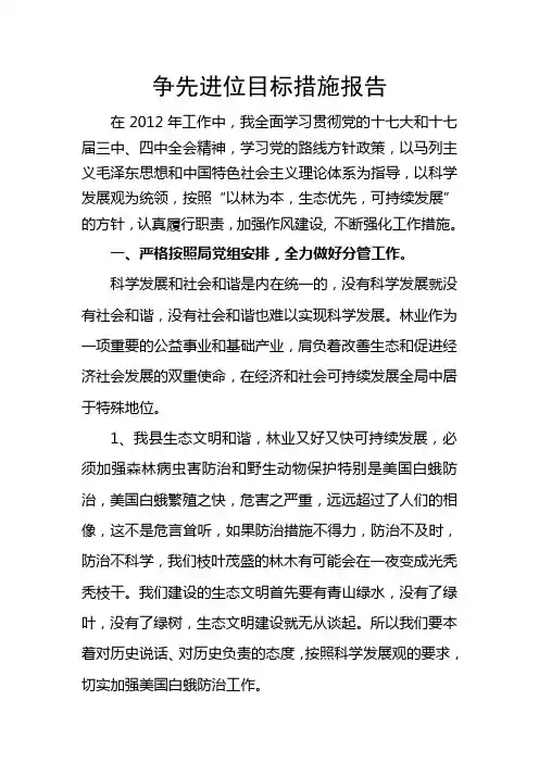 争先进位目标措施报告1