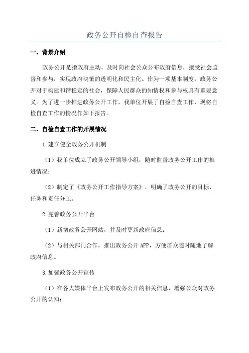 政务公开自检自查报告