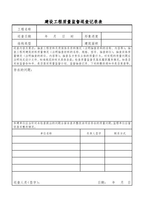 建设工程质量监督巡查记录表