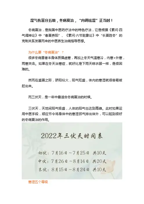 湿气伤害分五级，冬病夏治，“内调祛湿”正当时！