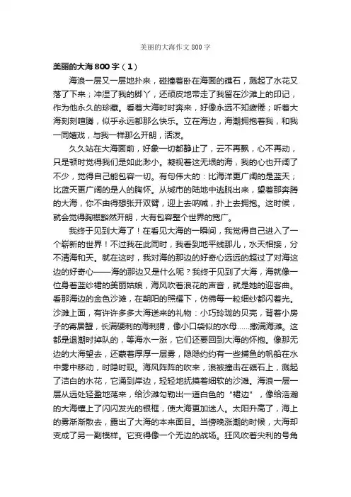 美丽的大海作文800字_描写海的作文_