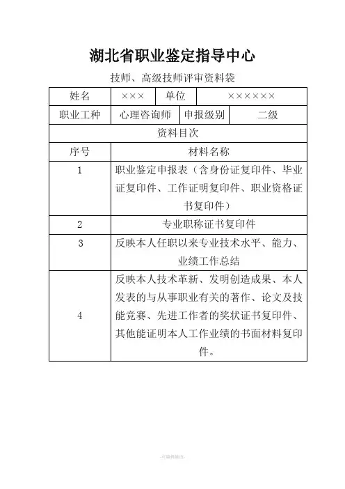 档案袋封面(填写模板