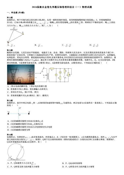 2024届衡水金卷先享题压轴卷理科综合(一)物理试题