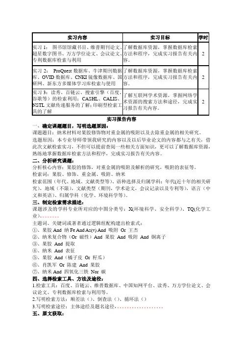 文献检索实习报告