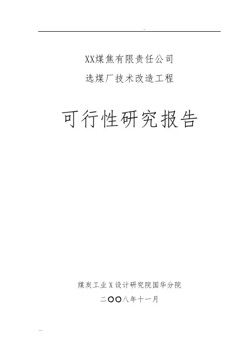 煤焦有限责任公司选煤厂技术改造工程可行性方案研究报告