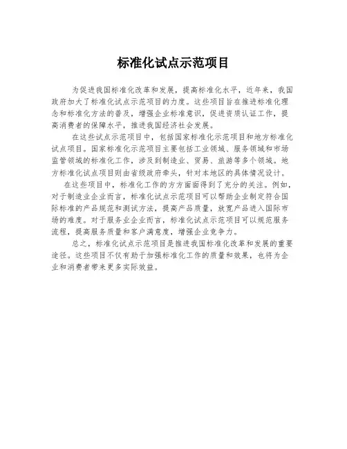 标准化试点示范项目