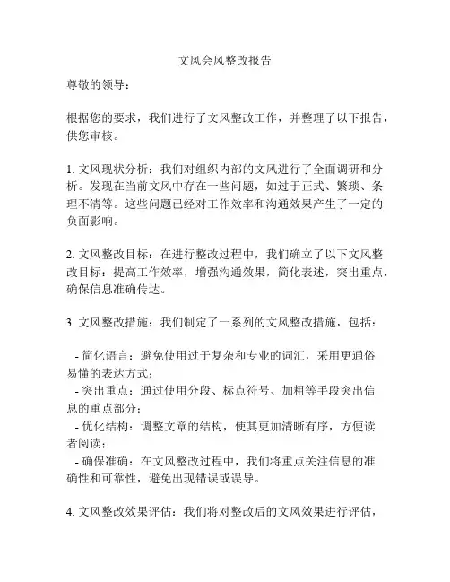 文风会风整改报告