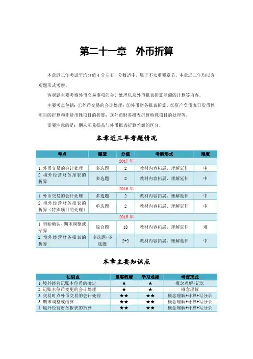 注会会计第二十一章外币折算备考攻略
