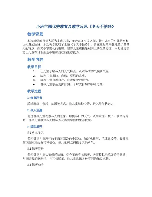 小班主题优秀教案及教学反思《冬天不怕冷》