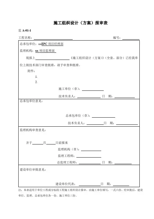 EPC项目工作表格(管理类、质量控制类)