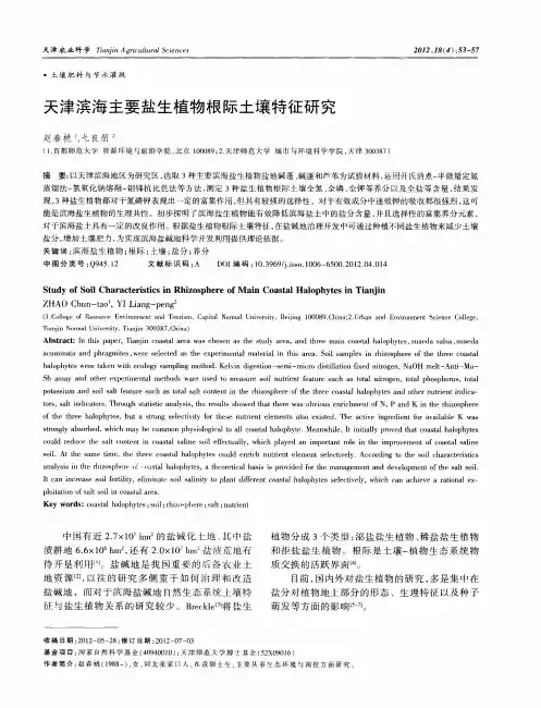 天津滨海主要盐生植物根际土壤特征研究