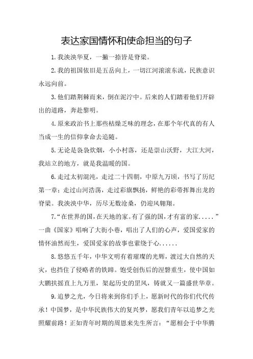 表达家国情怀和使命担当的句子(写作素材)