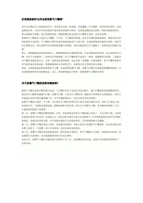 气门嘴的应用介绍