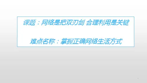 人教版道德与法治八年级上册 合理利用网络 ppt课件
