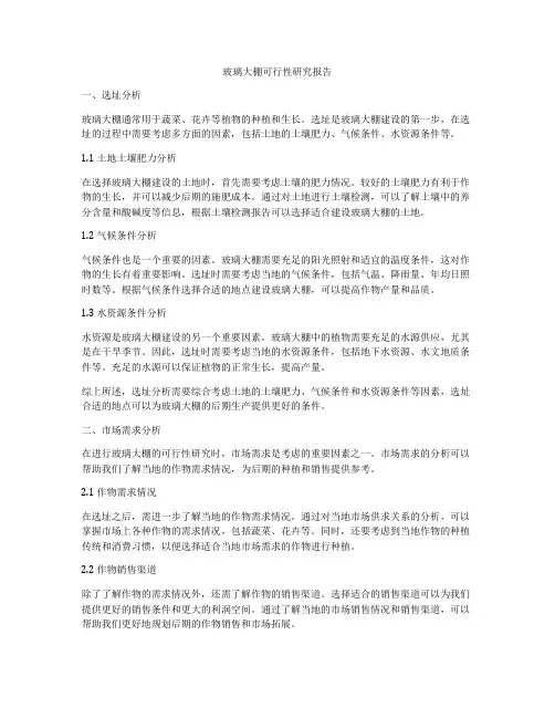 玻璃大棚可行性研究报告
