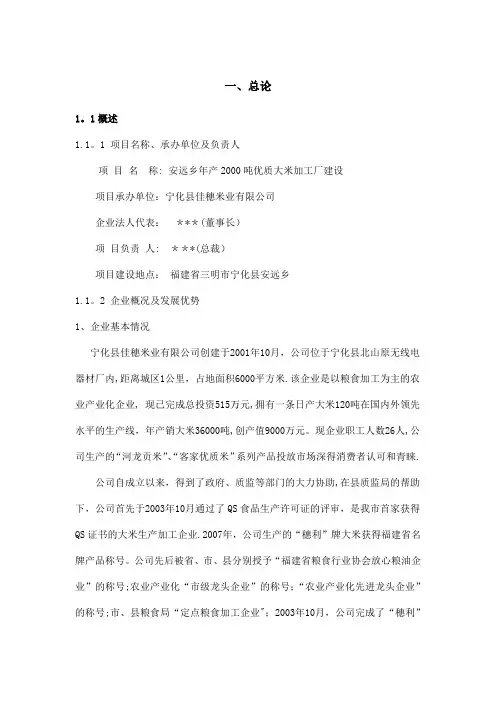 大米加工可行性报告