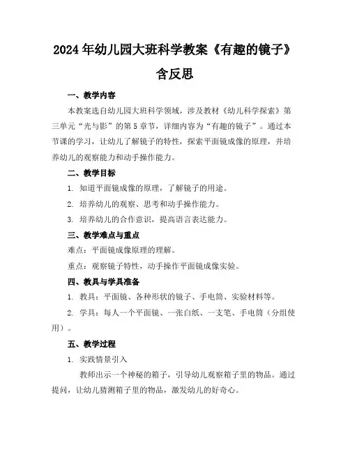 2024年幼儿园大班科学教案《有趣的镜子》含反思