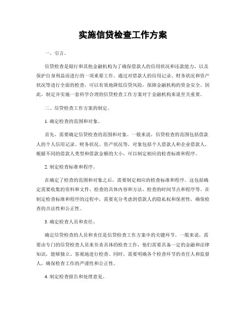 实施信贷检查工作方案