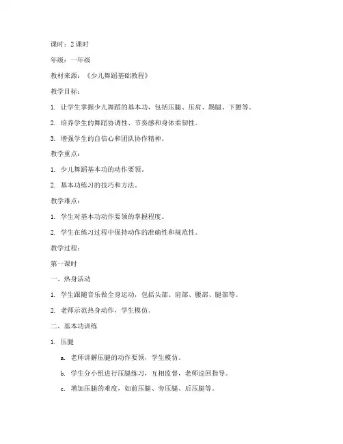 少儿舞蹈基本功教案范文模板