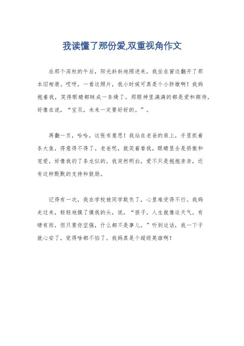 我读懂了那份爱,双重视角作文