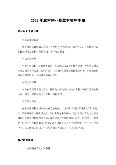 2023年创业_农村创业贷款有哪些步骤