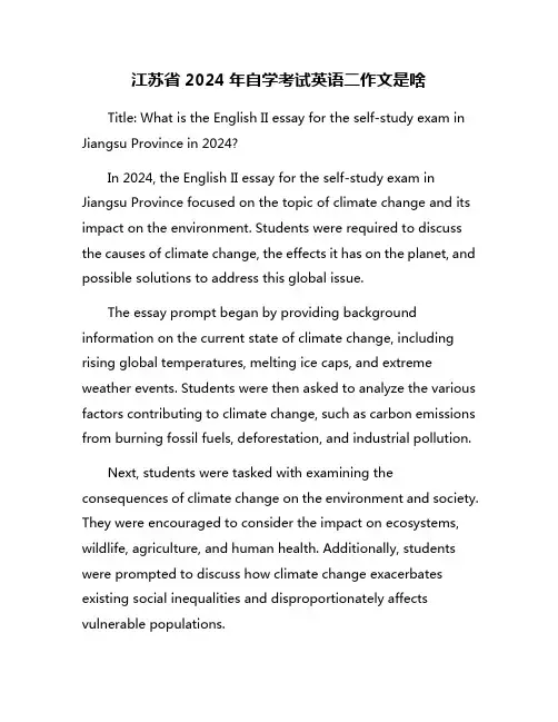 江苏省2024年自学考试英语二作文是啥