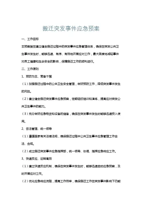 搬迁突发事件应急预案