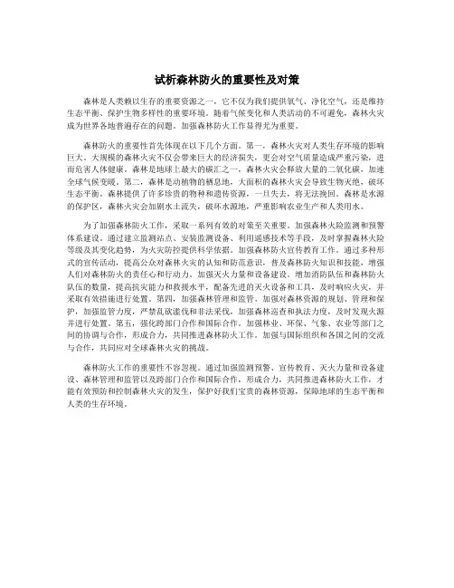 试析森林防火的重要性及对策