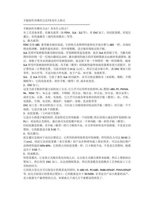 手板制作有哪些方法各有什么特点