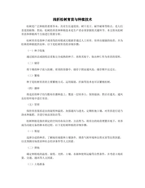 浅析松树育苗与种植技术