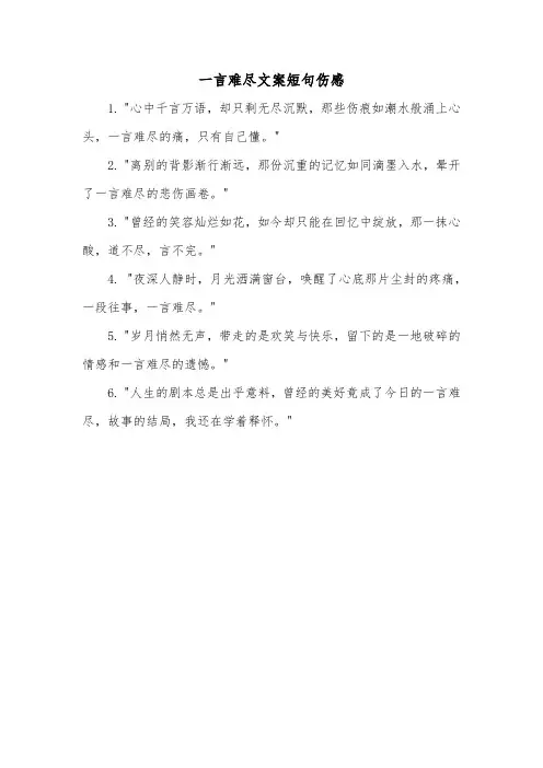 一言难尽文案短句伤感