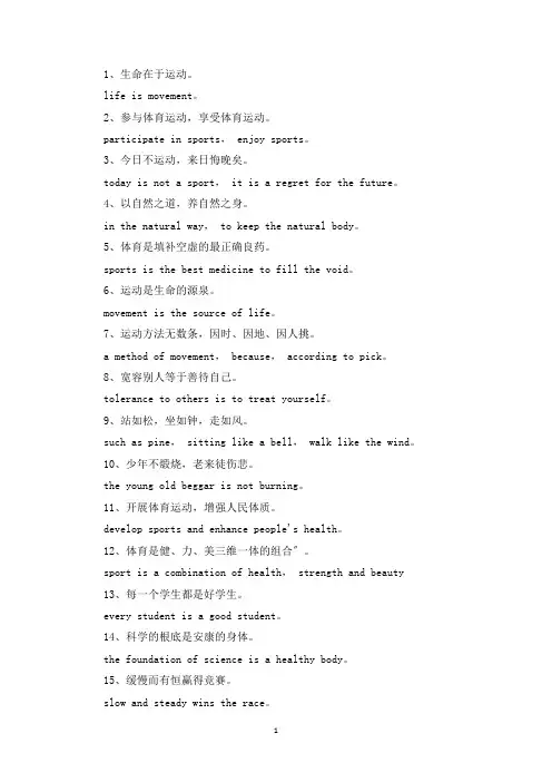 精选体育的英语名言警句