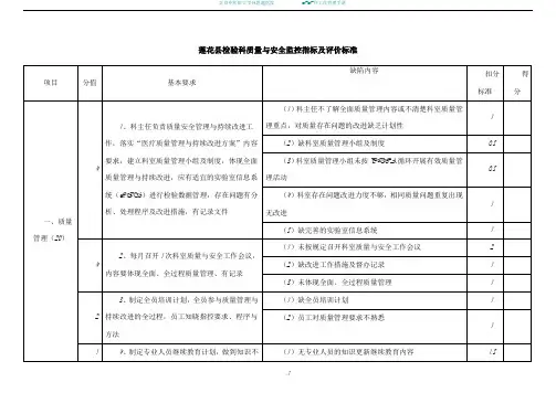 检验科质量与安全监控指标及评价标准