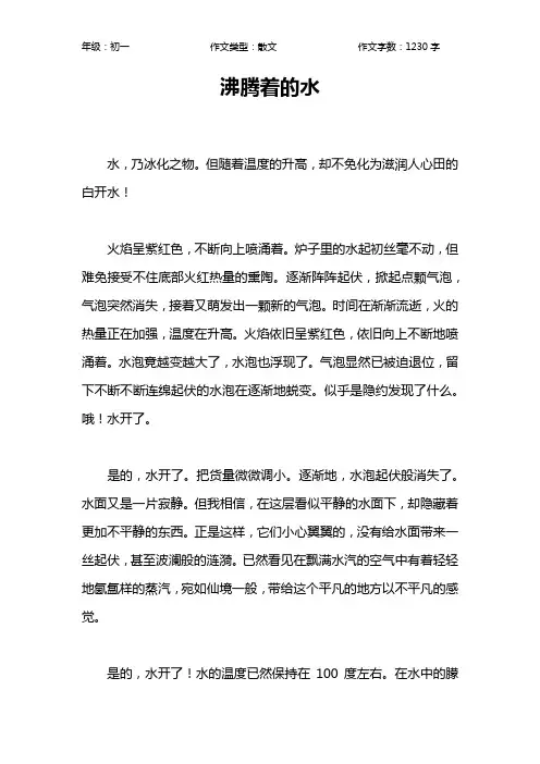 沸腾着的水作文【初中初一1200字】