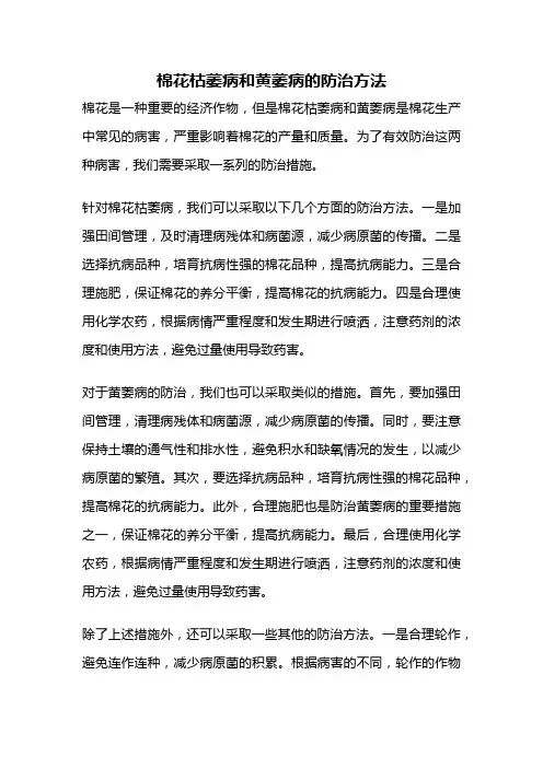 棉花枯萎病和黄萎病的防治方法