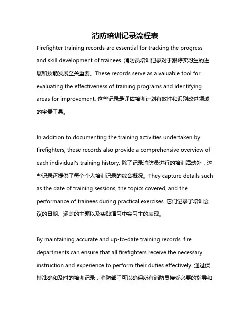 消防培训记录流程表