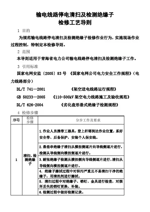 输电线路绝缘子清扫及检测检修工艺导则090401