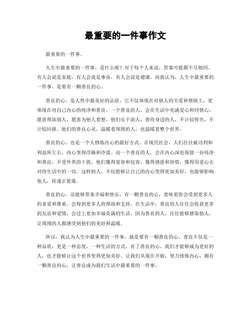 最重要的一件事作文