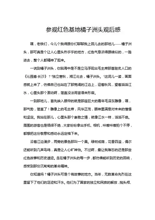 参观红色基地橘子洲头观后感