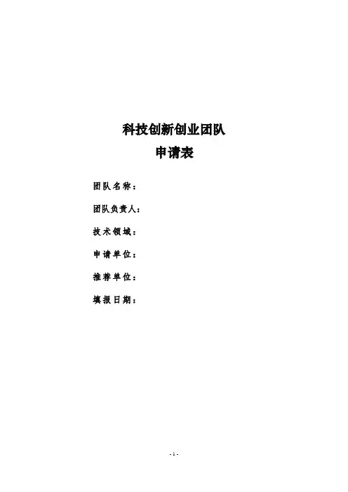 科技创新创业团队申请表