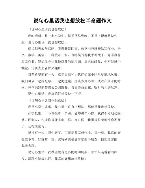 说句心里话我也想放松半命题作文