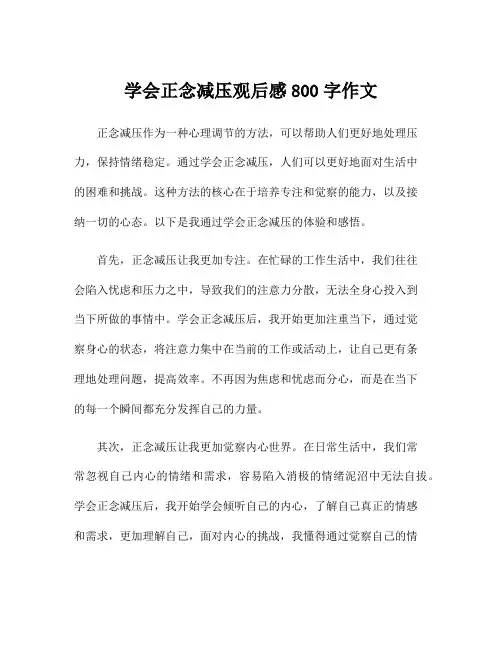 学会正念减压观后感800字作文