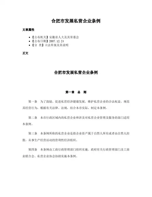 合肥市发展私营企业条例