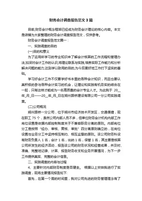 财务会计调查报告范文3篇