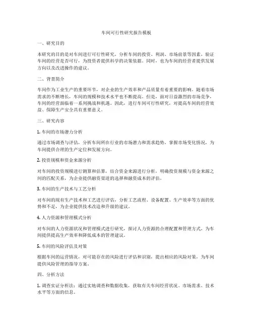 车间可行性研究报告模板