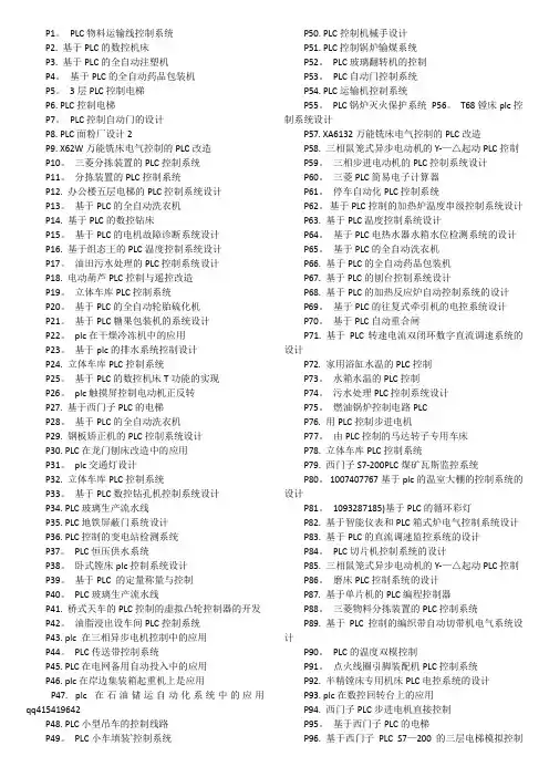 基于plc的175个毕业论文题目