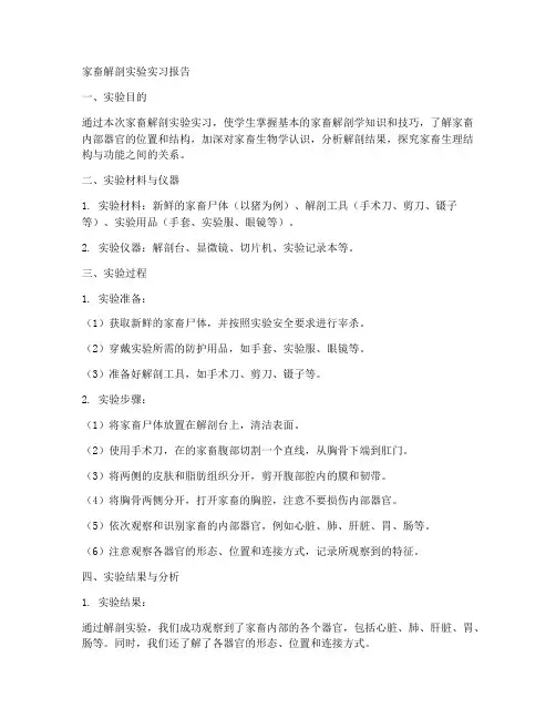 家畜解剖实验实习报告