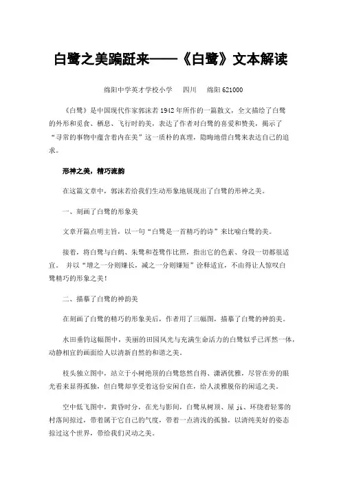 白鹭之美蹁跹来——《白鹭》文本解读